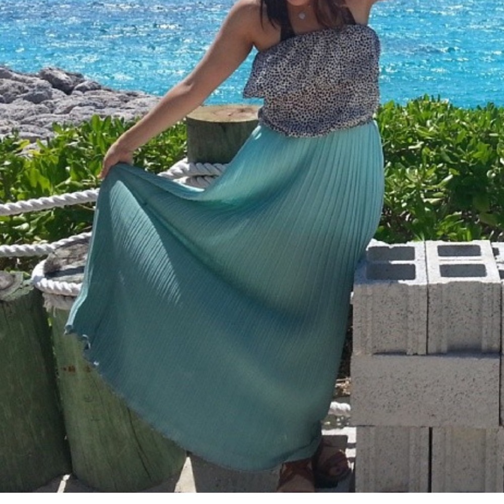 gradient turquoise skirt